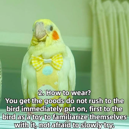 Bird Diaper Protective Parrot Nappy - 4 Pack, Reusable Flight Suit with Waterproof Inner Layer, Adjustable Shoulder Straps, Washable Cute Urine Wet Suit for Parakeet Conure (L)