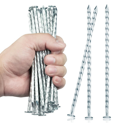 EISENSP 6.3-Inch Galvanized Heavy-Duty Landscape Stakes, (150-PACK) Spiral Metal Turf Spikes for Artificial Grass, Paver Edging, Weed Barrier, Securing Fences and More
