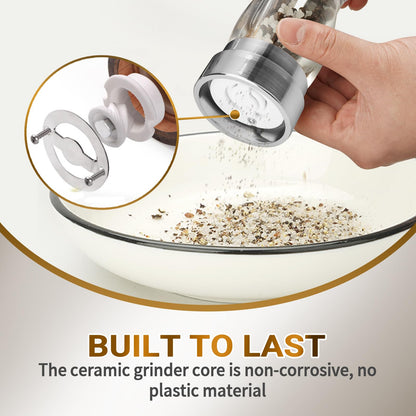 Pepper Grinder,Salt Grinder,Stainless Steel Salt and Pepper Grinder Set,Manual Salt & Pepper Grinders,Refillable Pepper Grinder Mill with Adjustable Coarseness, Ideal for Kitchen（5 Inches-2PCS）