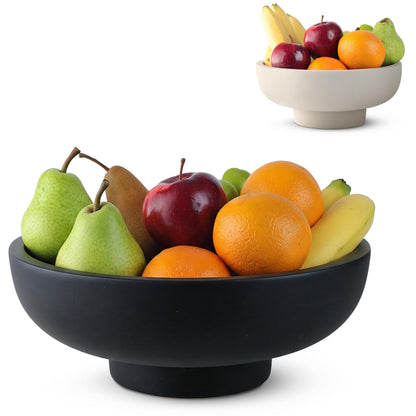 E-Click Commerce Handmade Concrete Decorative Bowl (Black) – Modern Minimalist Centerpiece for Coffee Table, Kitchen Counter & Entryway – Large 10” Artisan Fruit Bowl, Unique Home Decor Accent