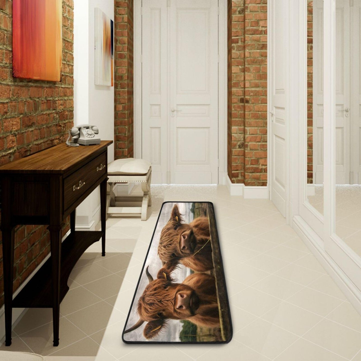YETTASBIN Highland Cow Runner Rug, Non-Slip Large Floor Mat Anti Fatigue Area Rugs for Kitchen Bathroom Living Room Entryway Home Office Decor, 72 x 24 Inch