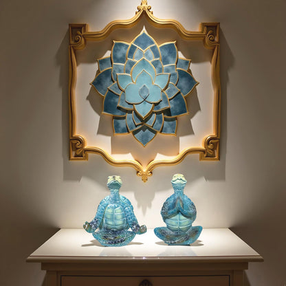 ZFQGEGE 2-Pack Yoga Sea Turtle Figurines - Resin Meditation Desk Statue Decor with Non-Slip Base Zen Ocean Theme Table Shelf Sculptures Beach Bathroom Office Decoration Gifts for Women Turtle Lovers