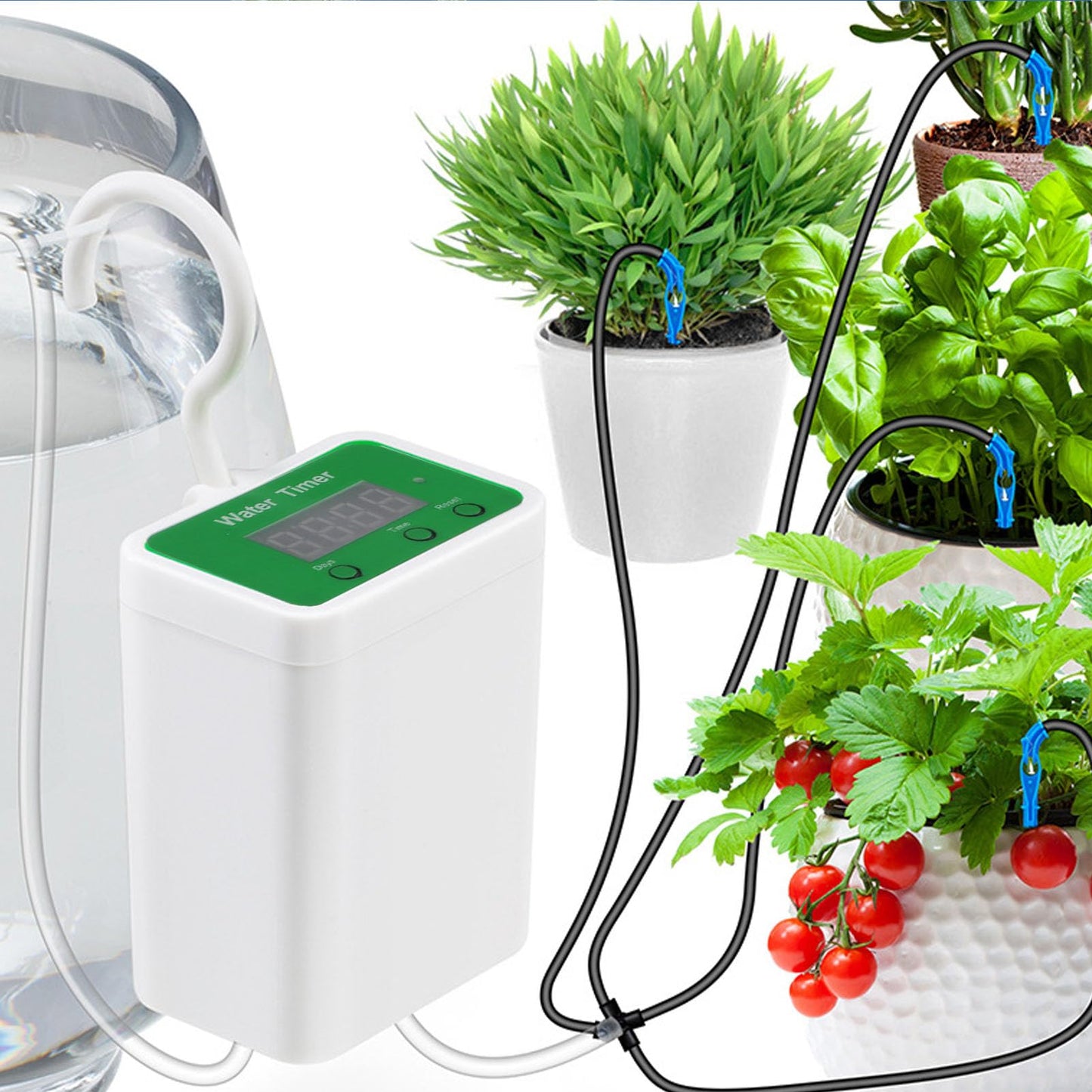 FLEXMAN Automatic Watering System, Indoor Self Automatic Plant Waterer for 12 Potted Plants, Flower Plant Drip Irrigation Kit with Tee Joints and Tubes for Potted Plants, Succulent