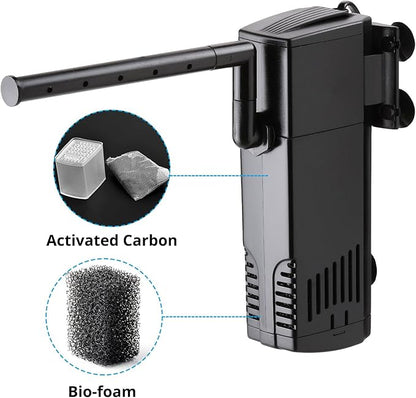 NICREW Aquarium Internal Filter, Submersible Power Filter for Fish Tanks 40-66 Gallon, 264 GPH