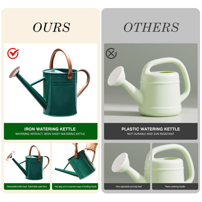 SunnyTong Metal Watering Can for Outdoor and Indoor Plants, Watering Can Decor, 1 Gallon (NewGreen)