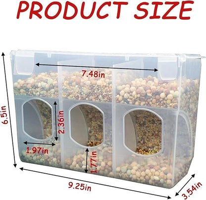 Automatic Pigeon Bird Feeder Water, Plastic Feeder Water Dispenser Drinkers for Cage, No Mess Hanging Parrot Food Feeding, Cage Accessories for Parakeet Quail Bird Chicken (3 Hole-Hook)