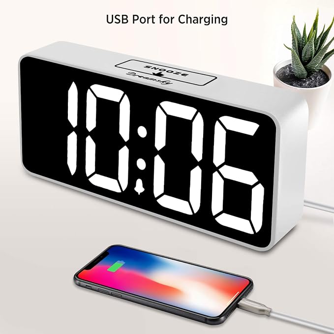 DreamSky Large Digital Alarm Clock Big Number for Seniors/Visually Impaired | 9 Inches Electric Clocks for Bedroom, Jumbo Display Fully Dimmable Brightness, USB Ports, Adjustable Alarm Volume