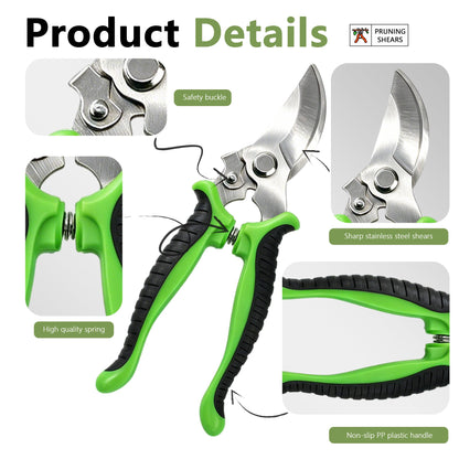 SHRJ 15Pcs Garden Tool Set Heavy Duty Stainless Steel Gardening Hand Tools with 5 Garden Shears Non-Slip Rubber Grip Spade Shovel Organizer Handbag Gardening Gifts for Family Friends