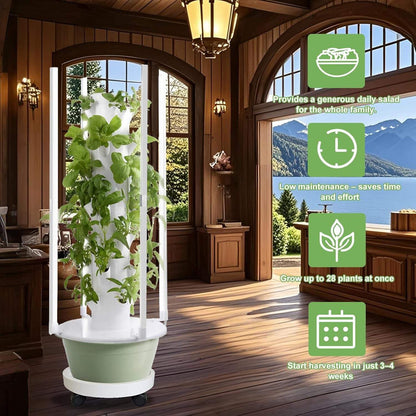 TIRUSS Hydroponic Growing Kit System, Tower Garden Hydroponic Tower with 4 LED Grow Lights, 7 Layer 28 Pots Planter, Indoor Herb Garden Planter for Lettuce, Veggies, and Fresh Greens