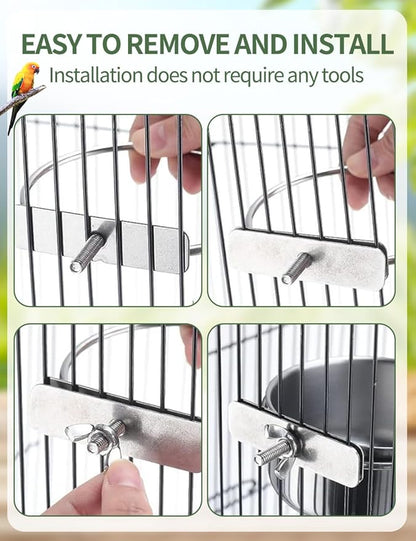 2Pack Stainless Steel Bird Feeding Bowls,Small Bird Feeding Cup Stainless Steel Parrot Food Bowl,Cage with Holder Parrot Cage Water Feeder for Pet Cage Cup Holder/Bird Owners