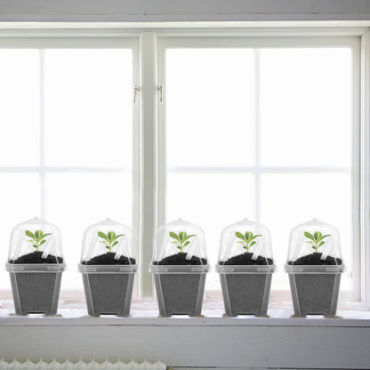 EBaokuup 30PCS Clear Plant Nursery Pots with Humidity Dome - 3" Durable Plastic Gardening Pot, Small Plant Container for Seedlings/Vegetables/Succulents/Cuttings