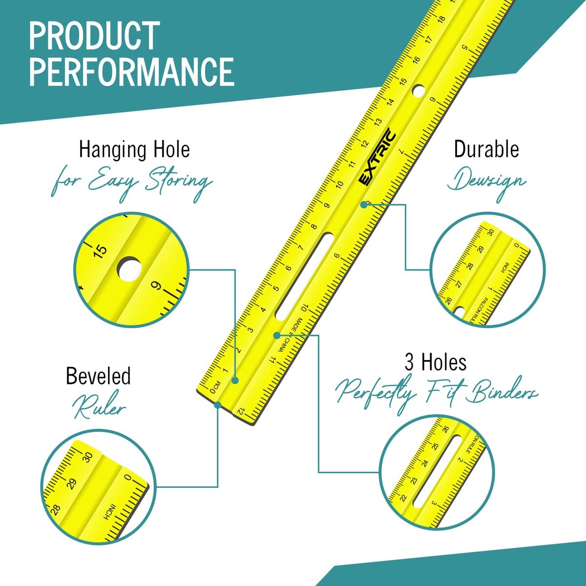 Clear Plastic Rulers 12 Inch, Rulers Bulk for Classroom Assorted Colors 20 Count Metric and Inches Ruler, Shatterproof Ruler 12 Inch