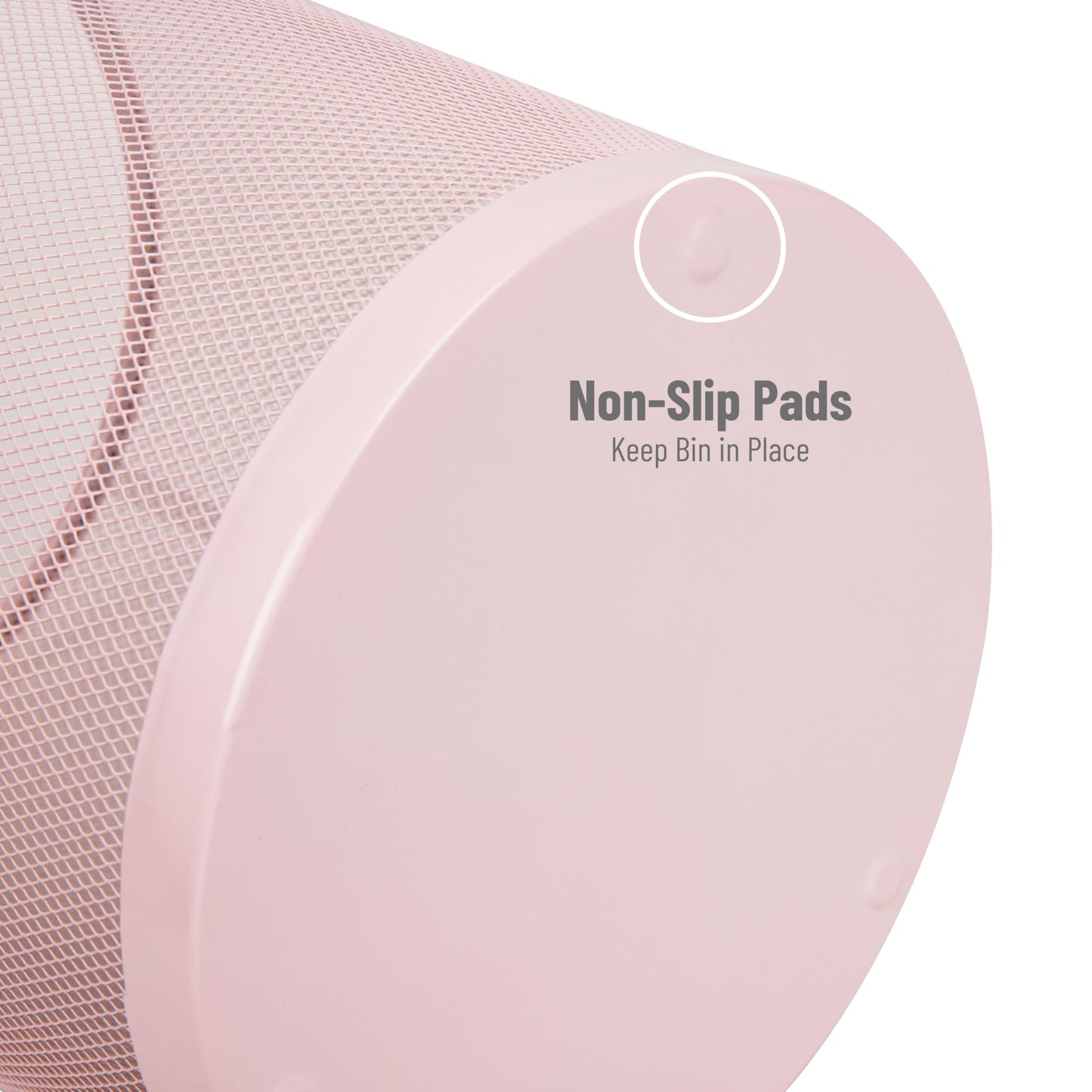 Mind Reader Mesh Trash Can, 16.65L (4.4 gal), Waste Paper Basket, Round, Office, Metal Mesh, Pink
