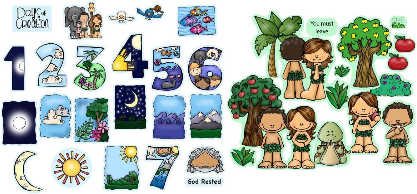 Story Time Felts Days of Creation & Garden of Eden Felt Sets Bible Felt/Flannel Board Stories Lesson Guide Activity Pages
