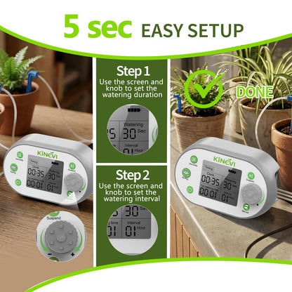 Automatic Plant Waterer, Plant Watering Device for 15 Pots, Indoor Plant Watering System, Auto Drip Irrigation Kit Programmable Water Timer with Smart Humidity Detection