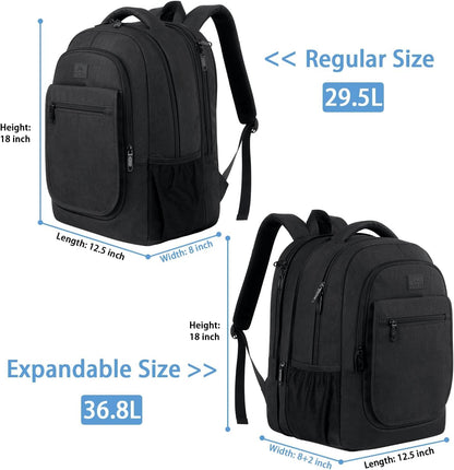 MATEIN Backpack for School, Expandable College Backpack for Boys Girl, Water Resistant Large Bookbag for Men Women, 15.6 inch Laptop Bag, Anti Theft Travel Daypack, Black