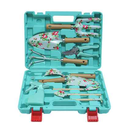 WANCHI Light Green Gardening Set, 10-Piece Garden Tool Kit with Trowel, Hoe, Shovel & Rake, Ideal Gardening Gift for Women, Mom, Grandma | Birthday Gifts for Her | Hand Tools for Small Gardens