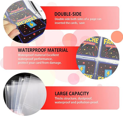 Trading Card Binder for TCG Cards, 4-Pocket Portable Card Collector Ablum Holder Book Fits 400 Cards with 50 Removable Sleeve, Waterproof Card Binder Display Storage Carrying Cases for TCG-Storm