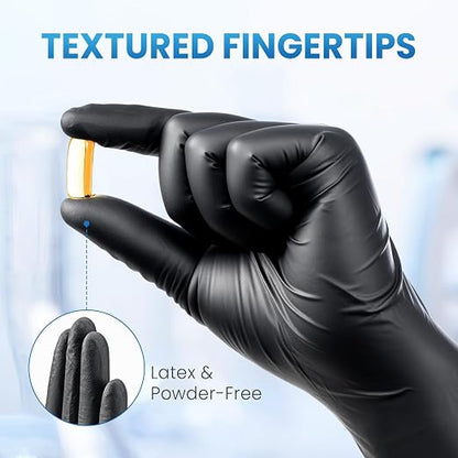 Borje Nitrile Gloves Small, 100 Count Disposable Gloves, Black, Latex-Free Powder-Free, Medical Exam, Food Safe, Cleaning, Cooking