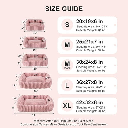 FURTIME Dog Bed for Small Dogs, Washable Orthopedic Dog Bed with Removable Cover, Rectangle Soft Calming Sleeping Puppy Bed Durable Pet Cuddler with Anti-Slip Bottom