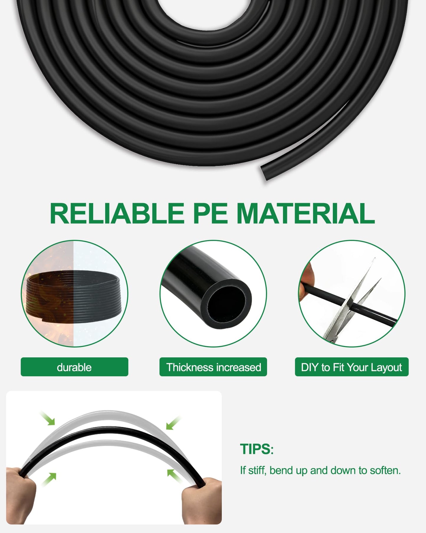 IRRIGARDENER Drip Irrigation System for Garden, Automatic Garden Watering System with 180FT 1/2” & 1/3” Tubing, Dual Faucet, Adjustable Nozzle Emitters for Garden, Greenhouse, Lawn, Potted Plants