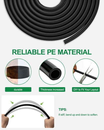 IRRIGARDENER Drip Irrigation System for Garden, Automatic Garden Watering System with 180FT 1/2” & 1/3” Tubing, Dual Faucet, Adjustable Nozzle Emitters for Garden, Greenhouse, Lawn, Potted Plants