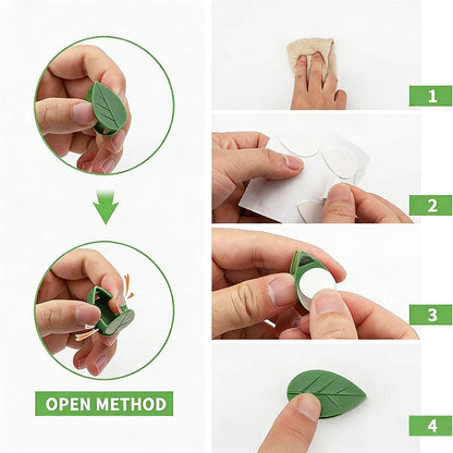 Odetina 2026 New Plant Clips for Climbing Plants, 10 Pcs Green Leaf Shaped Self-Adhesive Plant Wall Clips, Plant Climbing Wall Fixture Clips for Vine Support, Wall Plant Holder & Cable Organization