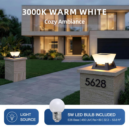 ZRJJMLAN Outdoor Post Lights, 11" Hard Wired Pillar Light, IP54 Waterproof Column Lamp E26 LED Bulb Modern Fence Deck Lantern 3000K Outside Landscape Lighting for Patio Garden Backyard Gate Decoration