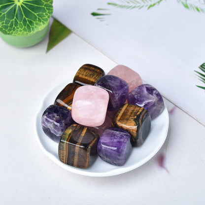 FZBHRO Whiskey Stones Chilling Crystal Ice Cubes for Drinks Whiskey Rocks 0.7-0.8" Wine Cubes Gifts for Women Multi Quartz Set of 6