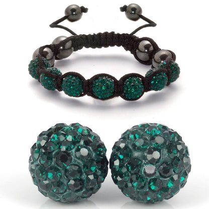 RUBYCA Pave Czech Crystal Disco Ball Clay Beads fit Shamballa Jewelry (100pcs, 10mm, Emerald Green)