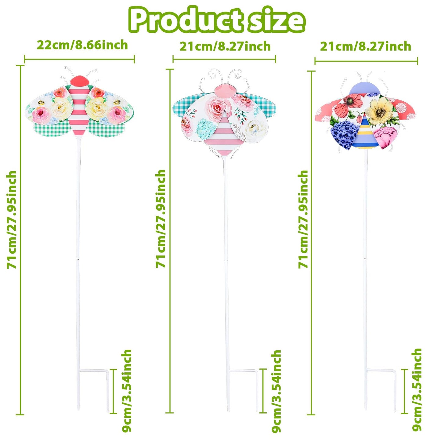 IROSANCO 28" Metal Garden Stakes, Set of 3