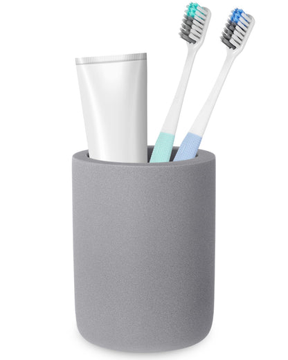 Diatomite Toothbrush Holder, BOJDOPIE Water Absorption Quick Drying Bathroom Countertop Organizer, Stand Cup for Toothpaste Makeup Brushes Razors (Grey)