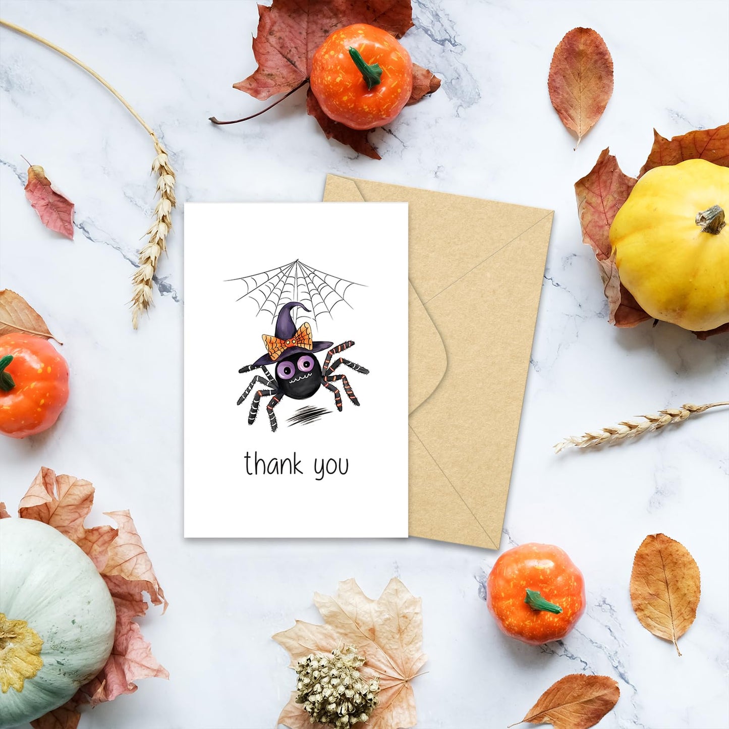 SuperShunhu Pack of 24 Assorted Boxed Halloween Thank You Cards, Spooky Thank You Cards with Envelopes & Stickers, Perfect for Fall, Halloween Parties, Party Hosts, Trick-or-Treat Gifts, & Teachers