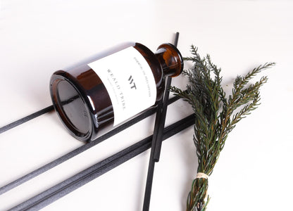 WEALD TRIBE Flower Reed Diffuser Set Vanilla Cinnamon Scent for Bathroom Air Fresheners | 4.0 fl oz Essential Oils with Sticks Home Fragrance Defusers | House Bedroom Office Shelf Decor & Gift