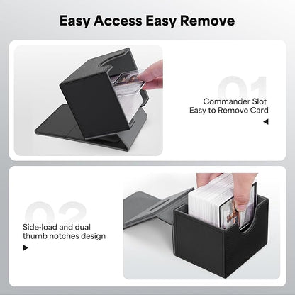 ZLCA MTG Commander Deck Box, Card Deck Box for Trading Card, Holds 110+ Double Sleeved Cards Fits for Magic Cards TCG CCG (Black)