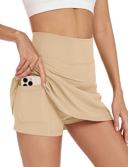 LOMON Womens Skort Mini Tennis Skirt with Pockets Shorts Golf Athletic Skirts High Waisted Stretchy Skorts Casual Workout
