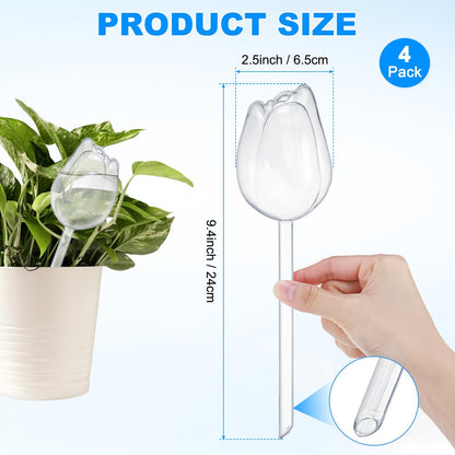 M METERXITY 4-Pack Plant Watering Globes, 9.4 Inch Plastic Self Watering Planter Insert for Indoor/Outdoor Plants, Self Water Devices [Transparent]