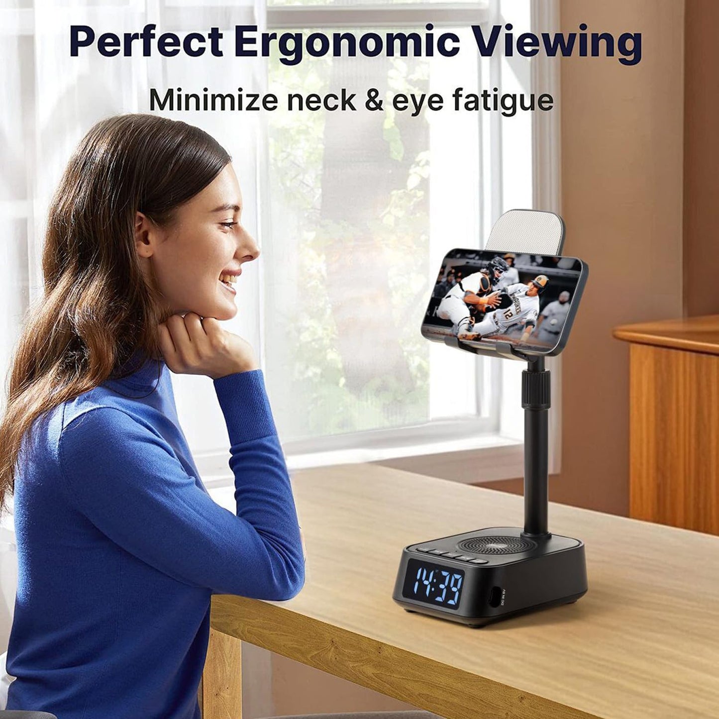 ASEAT Gifts for Men Women, Adjustable Phone Stand Bluetooth Speaker, Birthday Gifts Him Husband, Phone Holder for Kitchen Desk Bedroom, Cool Tech Gadget for Dad Mom Boyfriend, Christmas Ideal