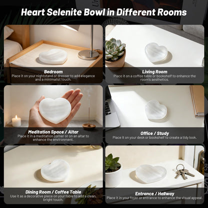 Orientrea Selenite Bowl – 3.9" Selenite Crystal Bowl Heart Shape for Energy Cleansing, Charging, Meditation, Home Decor & Healing Crystals, Crystals and Healing Stones