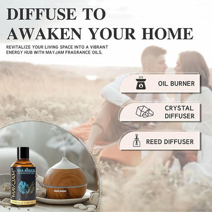 MAYJAM 100ML/3.38FL.OZ Sea Breeze Fragrance Oils with Glass Dropper, Essential Oils for Diffusers, Long Lasting Scented Oils for Soap Candle Making