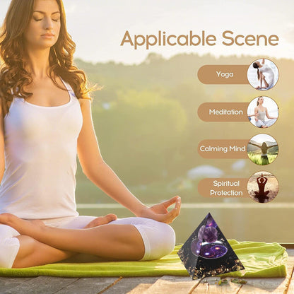 EternalOrgone Orgone Pyramid for Positive Energy, Orgonite Amethyst&Obsidian Healing Crystal Pyramids for Reduce Stress Chakra Reiki Healing Meditation Attracts Lucky and Success