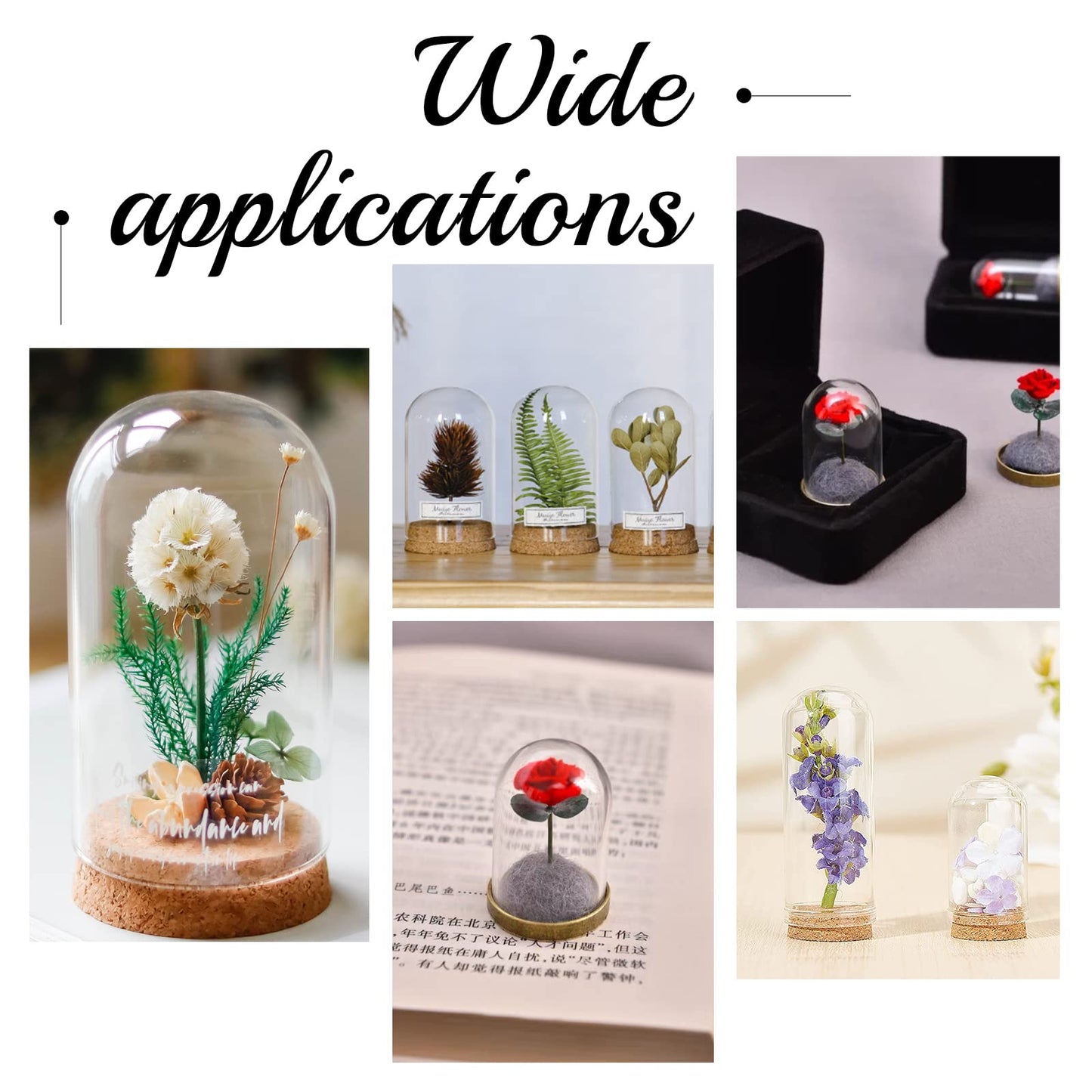 PH PandaHall 10pcs Glass Display Dome Cloche 20ml Display Bottles Bell Jar with Cork Base Glass Decoration Bottles for Wedding, Fairy Party Favors, Crafts, Christmas Decorations 1.1x2.8inch