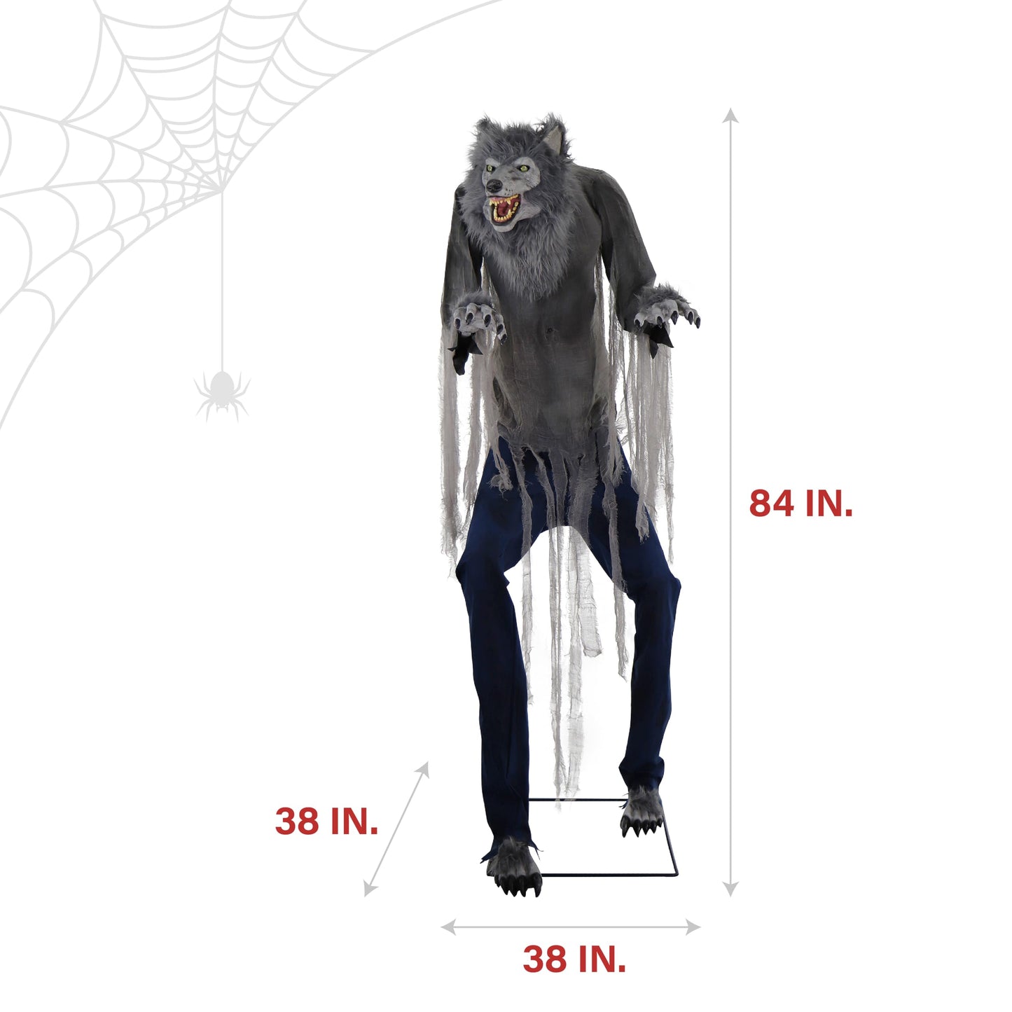 Haunted Hill Farm 7-Ft. Tall Motion-Activated Towering Werewolf by SVI, Premium Halloween Animatronic, Plug-in (HHTWRWOLF-1FLSA)