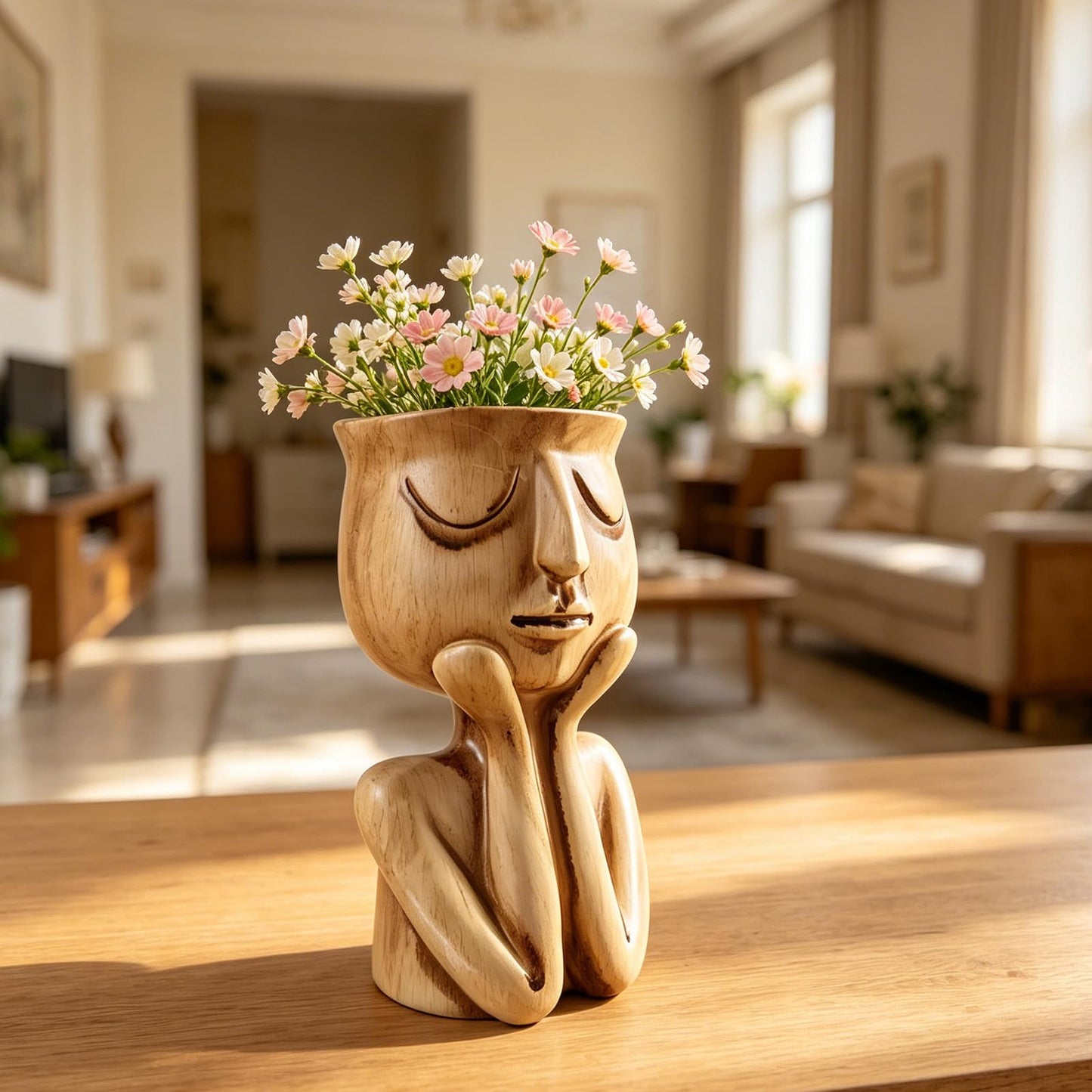 LIUXINJIAN-RHX Face Planters Pots Head Unique Face Flower Pot Head Planter for Indoor Plants Cute Small Succulent Pots Indoor Plant Pot, Great Gift Unique Ornaments for Home