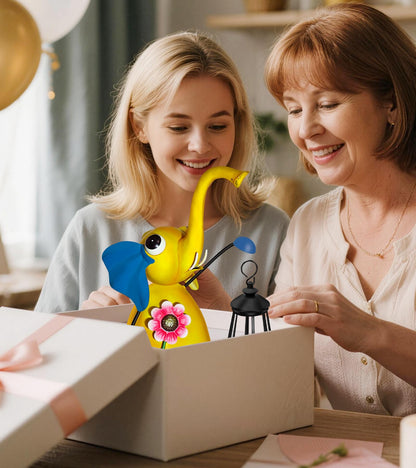 Solar Garden Lights Elephant Statue with Solar Lantern Lights,14.17in Tall Elephant Decor,Birthday Gifts for Women Mom Grandma,Big Metal Decorative Outdoor Figurine for Home Yard Art Patio,Porch,Lawn