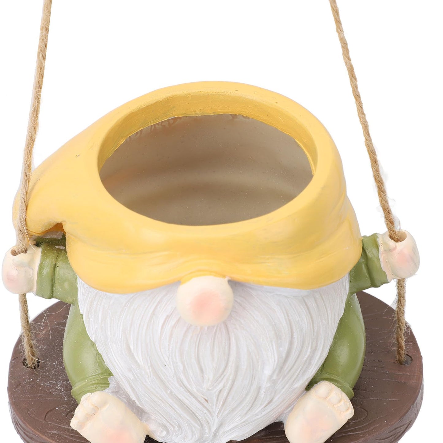 Tyenaza Swing Planter Pot, Hanging Planter Faceless Gnome Flowerpot Resin Hanging Planter for Use Weather Resistant Garden Decor Dwarf Figurine (Yellow Green)