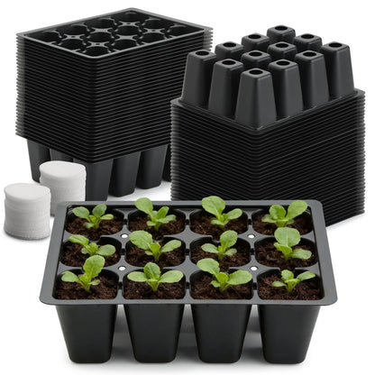 RooTrimmer 10 Pack 1020 Trays and 60 Pack Reusable 12-Cell Seed Starter Tray for Seedlings, Plant Germination