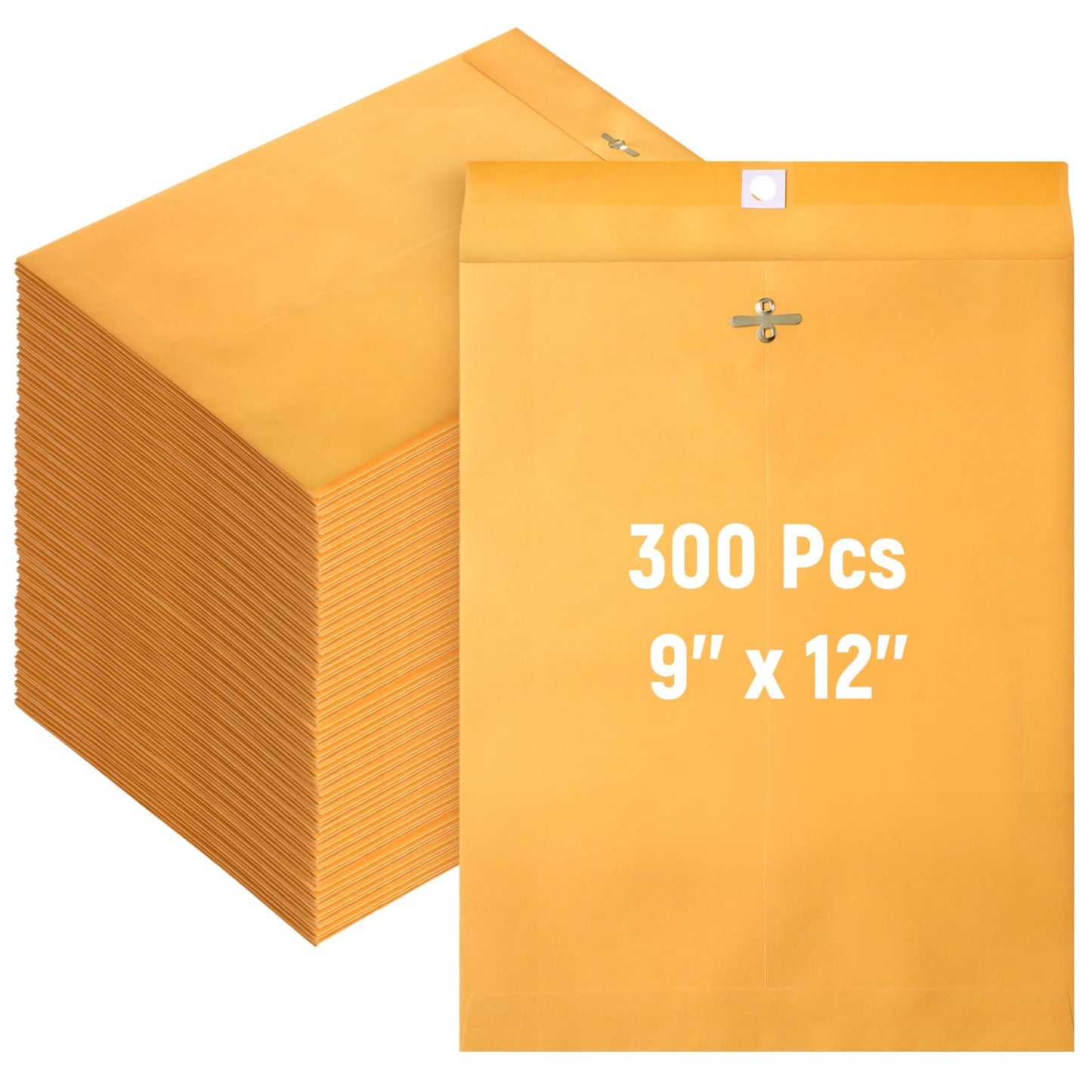 Ctosree 300 Pcs Manilla Envelopes Clasp Envelopes Bulk Brown Kraft Catalog Letter with Clasp Closure and Gummed Seal 28lb Heavyweight Paper (9 x 12 Inch)