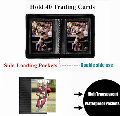 Ringless Card Binder for Trading Cards - 40 Pocket Side-Loading Card Album with 20 Sleeves, Lightweight Zipper Storage Folders for TCG, MTG, Sports Cards (Baseball, Football) (Teal)