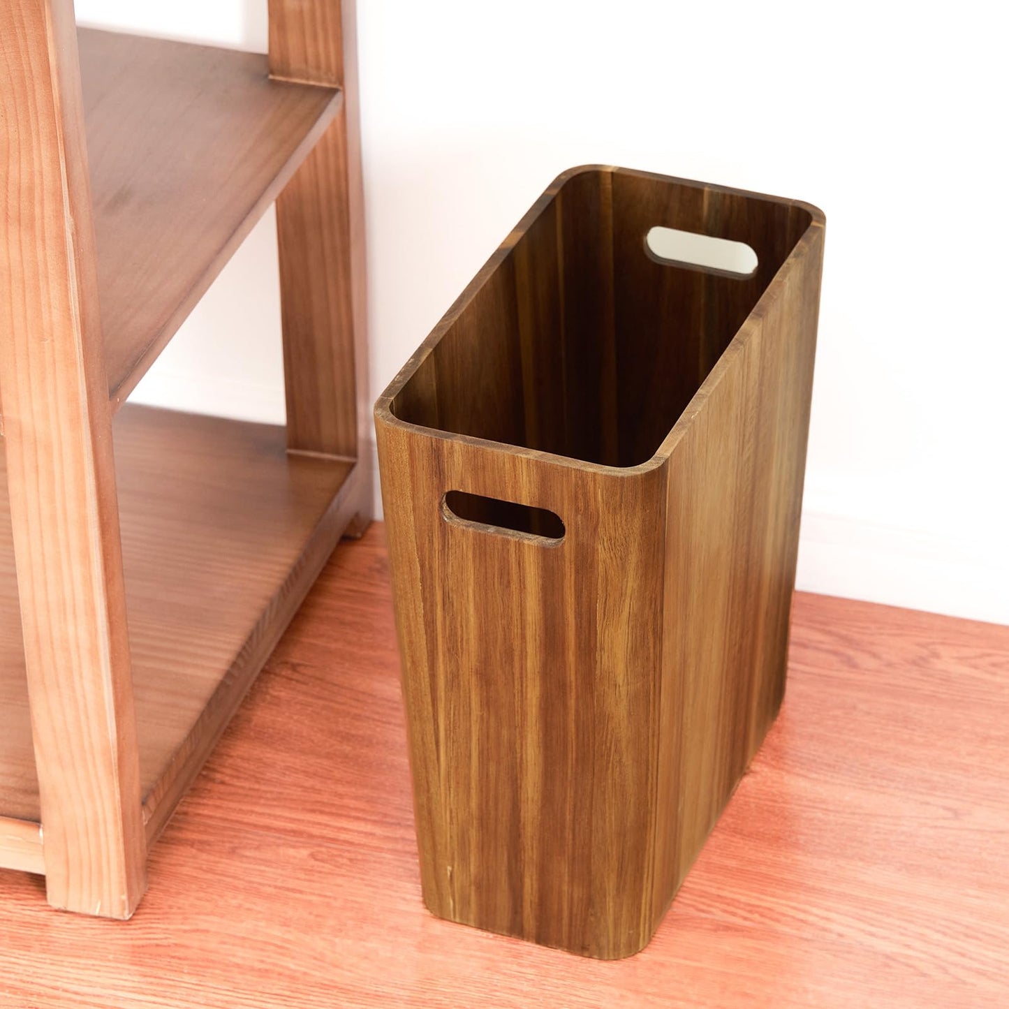LiTY 3 Gallons Wooden Wastebaskets, Solid Acacia Wood Waste Basket with Handles, Rectangular Trash Can, Garbage Bin for Bedroom, Bathroom, Kitchen, Living Room, Office Decorative
